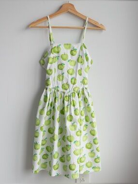Vintage Miele Apple Print Cotton A-Line Dress Cottagecore XS S